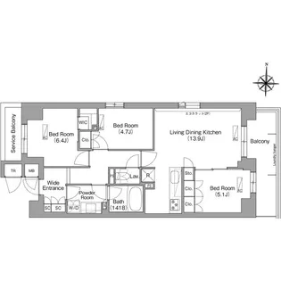 東京都東村山市富士見町1【マンション】の間取り