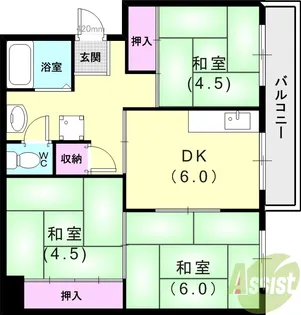 鈴蘭台第3住宅3号棟【5階】の間取り