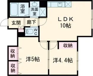2LDKの間取り画像