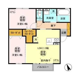 PIN・RIVE(パン・リーヴ)【2階】の間取り