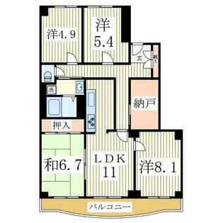 新松戸サンライトパストラル五番街C棟【8階】の間取り