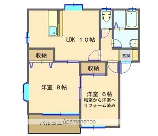 サンリヴァーハイツB【2階】の間取り