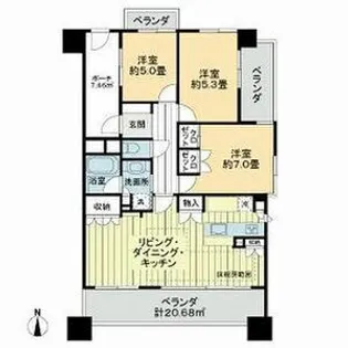 ナイスロイヤルタワー宇都宮中央【11階】の間取り