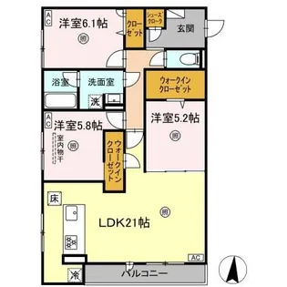 クインス ベル【1階】の間取り