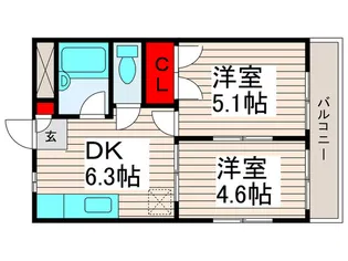 フラワ-コ-ポ【1階】の間取り