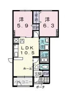 ラ・メルヴェイユII【1階】の間取り