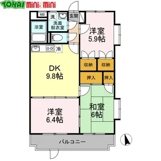 サンライズ駅部田【3階】の間取り