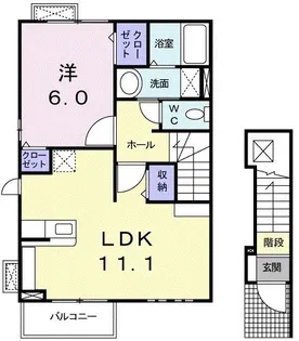 大阪府大阪狭山市茱萸木5【アパート】の間取り