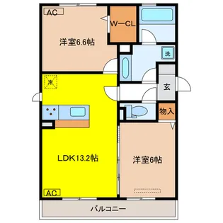 岐阜県岐阜市茜部大川2【アパート】の間取り