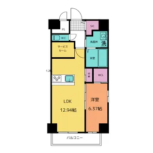 グランドソレイユ伝馬【10階】の間取り