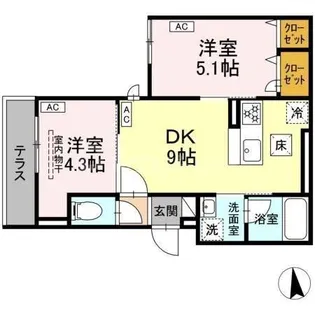セレスティア青井II【2階】の間取り