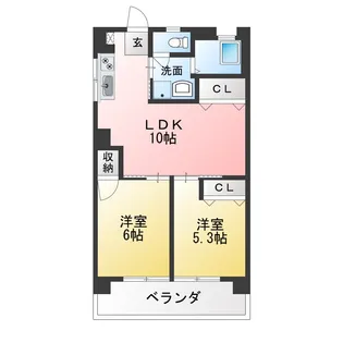 津島サンハイツ【5階】の間取り