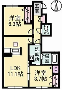Y’sGarden古江東壱番館【1階】の間取り
