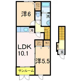 ハッピープレイス【2階】の間取り