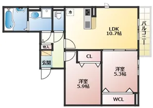 コーシェリ・アイ【1階】の間取り
