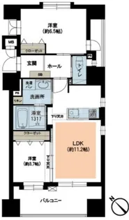 ジョイナス東比恵【8階】の間取り