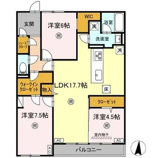 クインス ベル【1階】の間取り