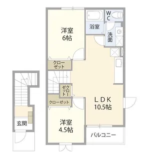 カーザ ジョバーネ【1階】の間取り