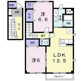 セレーノヒナザワ B【2階】の間取り