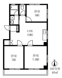 シャトウ中野アネックス【2階】の間取り