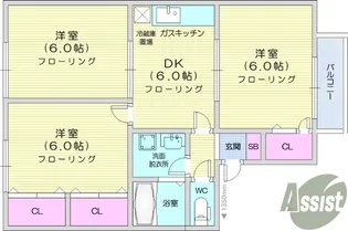 ヴィルヌーブ岩切B【2階】の間取り