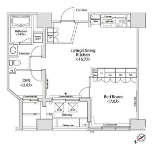 カスタリア目黒かむろ坂【14階】の間取り