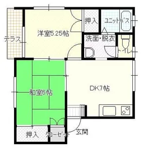 倉本ハイツ B棟【1階】の間取り