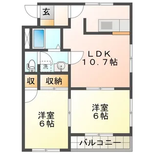 明石ハイツ B【2階】の間取り