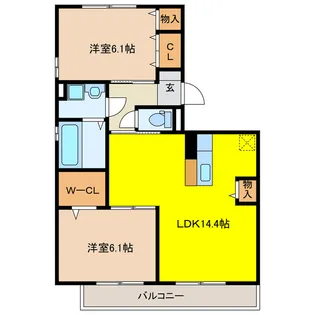 岐阜県大垣市南切石町2【アパート】の間取り