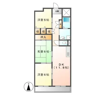 第6グランドハイツ服部【4階】の間取り