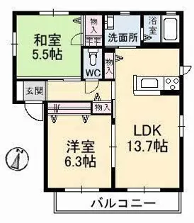 アクアグレイス【2階】の間取り