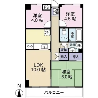 シャトレーヌ武蔵浦和【4階】の間取り