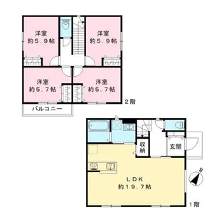 千葉県流山市松ケ丘5【一戸建】の間取り