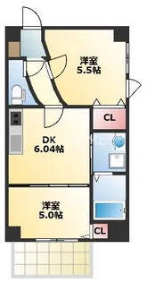 アリス・マナーガーデン四天王寺【6階】の間取り