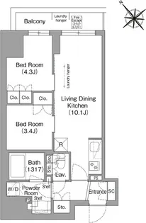 コンフォリア・リヴ東池袋【2階】の間取り