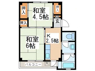 ビレッジハウス 戸川 2号棟【4階】の間取り