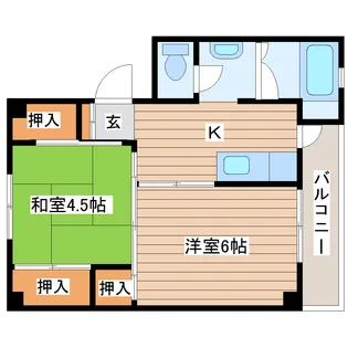 ビレッジハウス角田1号棟【2階】の間取り
