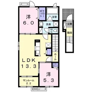 メゾンドクレオII【2階】の間取り