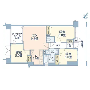 グランシティ桜木町II【3階】の間取り