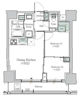 ONE ROOF RESIDENCE浅草橋(ワンルーフレジデンス)【12階】の間取り