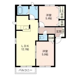 ヴィルドミールC【1階】の間取り