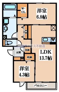 セクレール北本町B棟【3階】の間取り