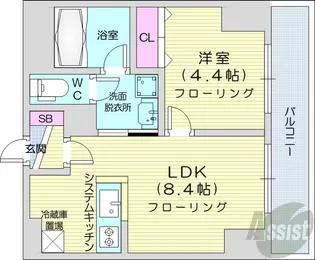 プライヴェル山鼻壱番館【7階】の間取り