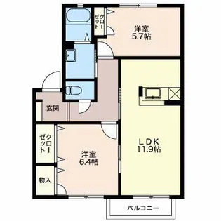 プリムラ奥井【1階】の間取り