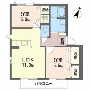 ボナール上安 A棟【2階】の間取り