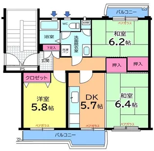 堀込第4住宅4号棟【2階】の間取り