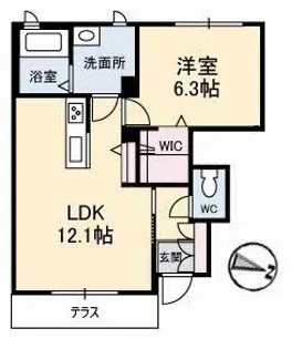 ベルブランシュ笹沖 B棟【1階】の間取り