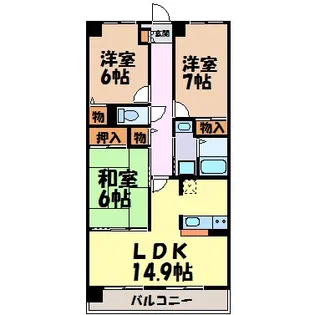 イースト・リバージュ【3階】の間取り