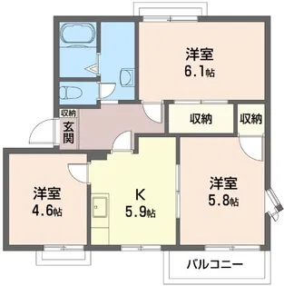 エレガンス粕谷A【2階】の間取り