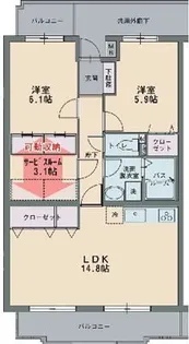 2SLDKの間取り画像